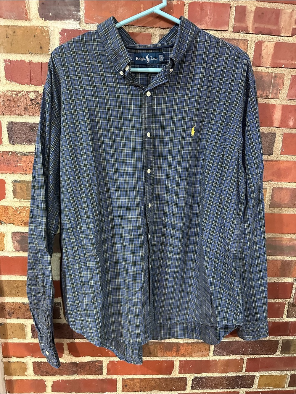 Ralph Lauren Navy and Green Plaid Button-Down Shirt